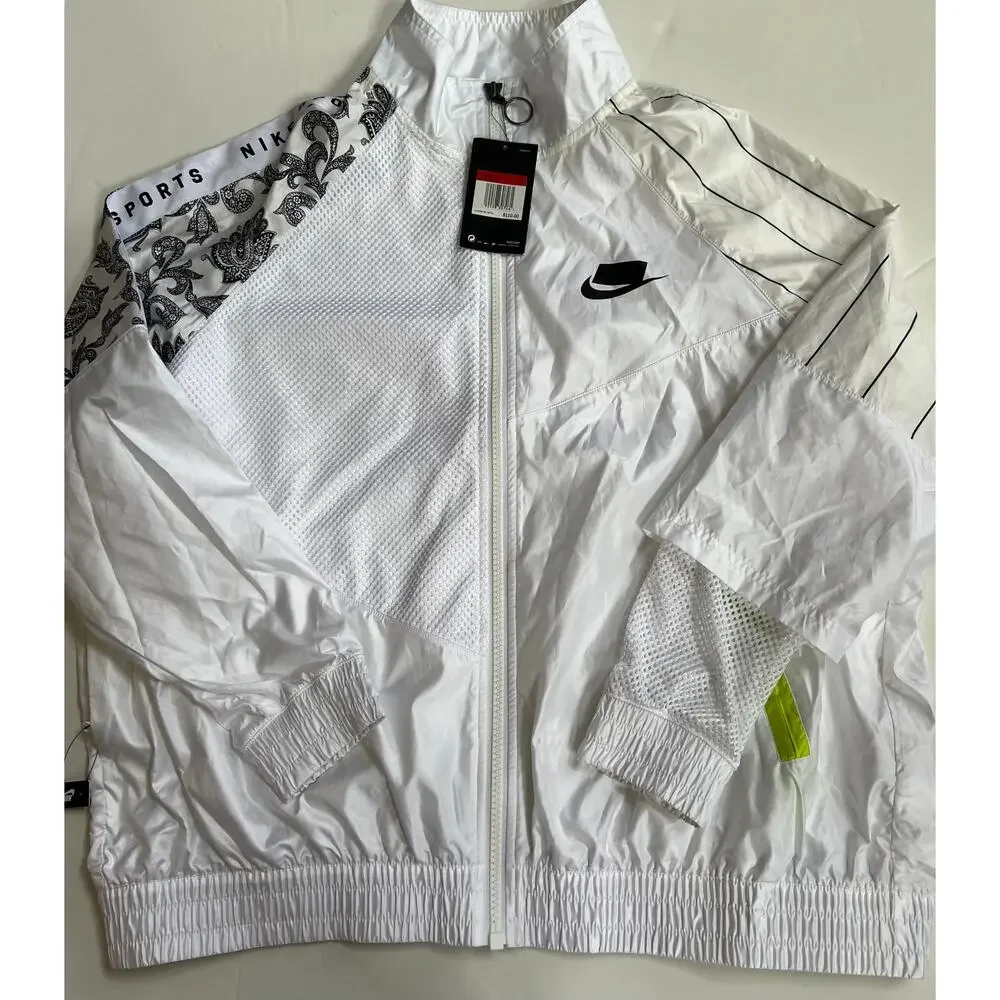Nike Womens Sportswear NSW Woven Track Jacket White Active AR3025 100 Size L NWT